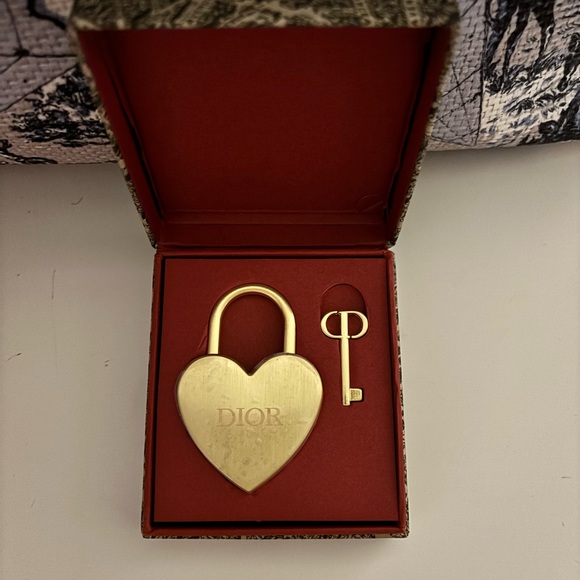 Dior Gold Heart Lock and Key Set - Picture 2 of 3